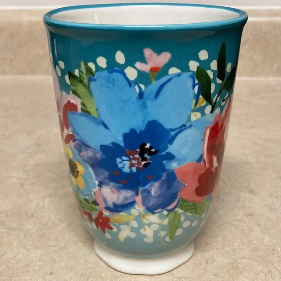 The Pioneer Woman Teal Floral Melody Footed Mug - Picture 2 of 8